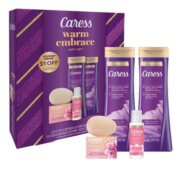 Set de regalo Caress Warm Embrace con orquídea negra y aceite de pachulí 4 piezas