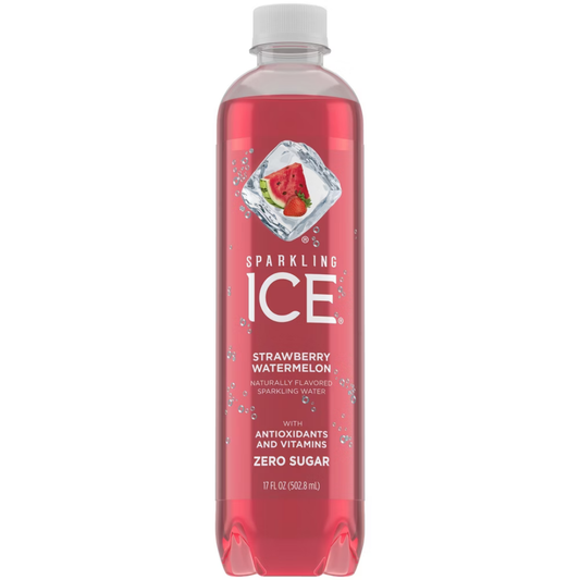 Sparkling Ice Strawberry Watermelon Flavored Sparkling Water 17oz bebida sin azúcar