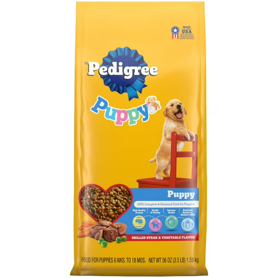 Pedigree Puppy Growth & Protection Steak & Vegetable Dry Dog Food 3.5lbs alimento cachorro