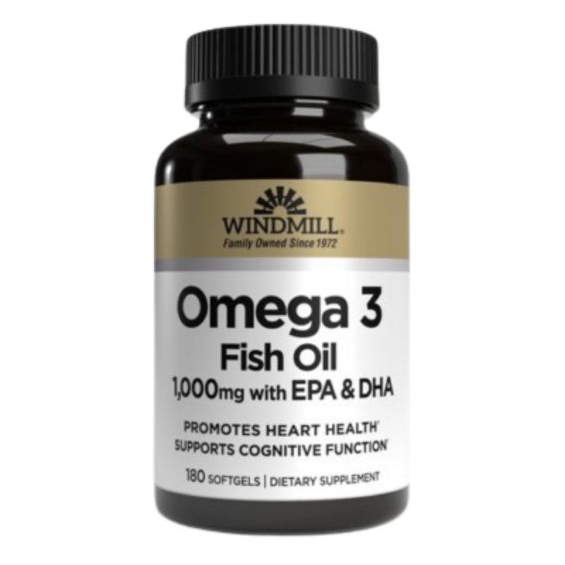 Windmill Omega 3 Fish Oil 1000mg Supplement (180 Softgels)