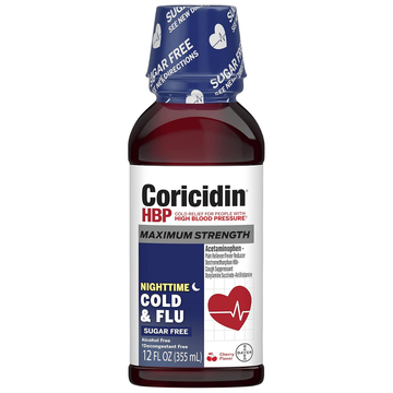Coricidin HBP Nighttime Cold & Flu Relief líquido presión alta 12oz