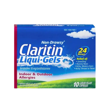 Claritin 24 Horas Non-Drowsy 10 Liqui-Gels alivio de alergias