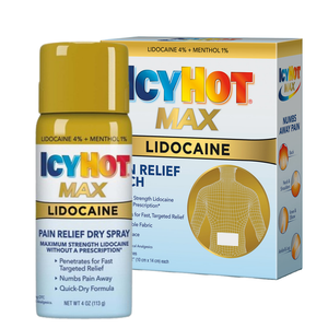 Spray para dolor Icy Hot Max Lidocaine, alivio potente en presentación de 4oz.