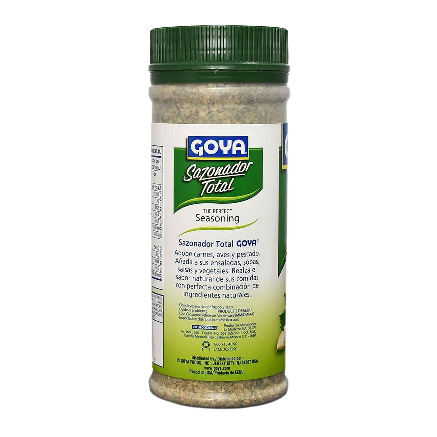 Goya Sazonador Total seasoning jar on a white background