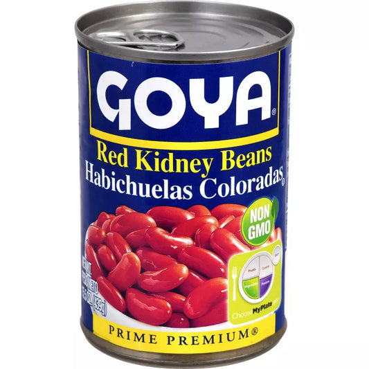 Can of Goya Red Kidney Beans on a white background