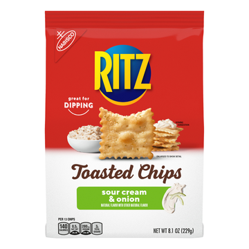 Ritz chips tostados sabor crema agria 8.1oz