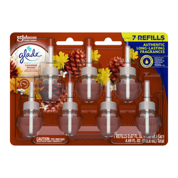 Glade Plugins Scented Oil Refills Cashmere Woods fragancia hogar 7ct