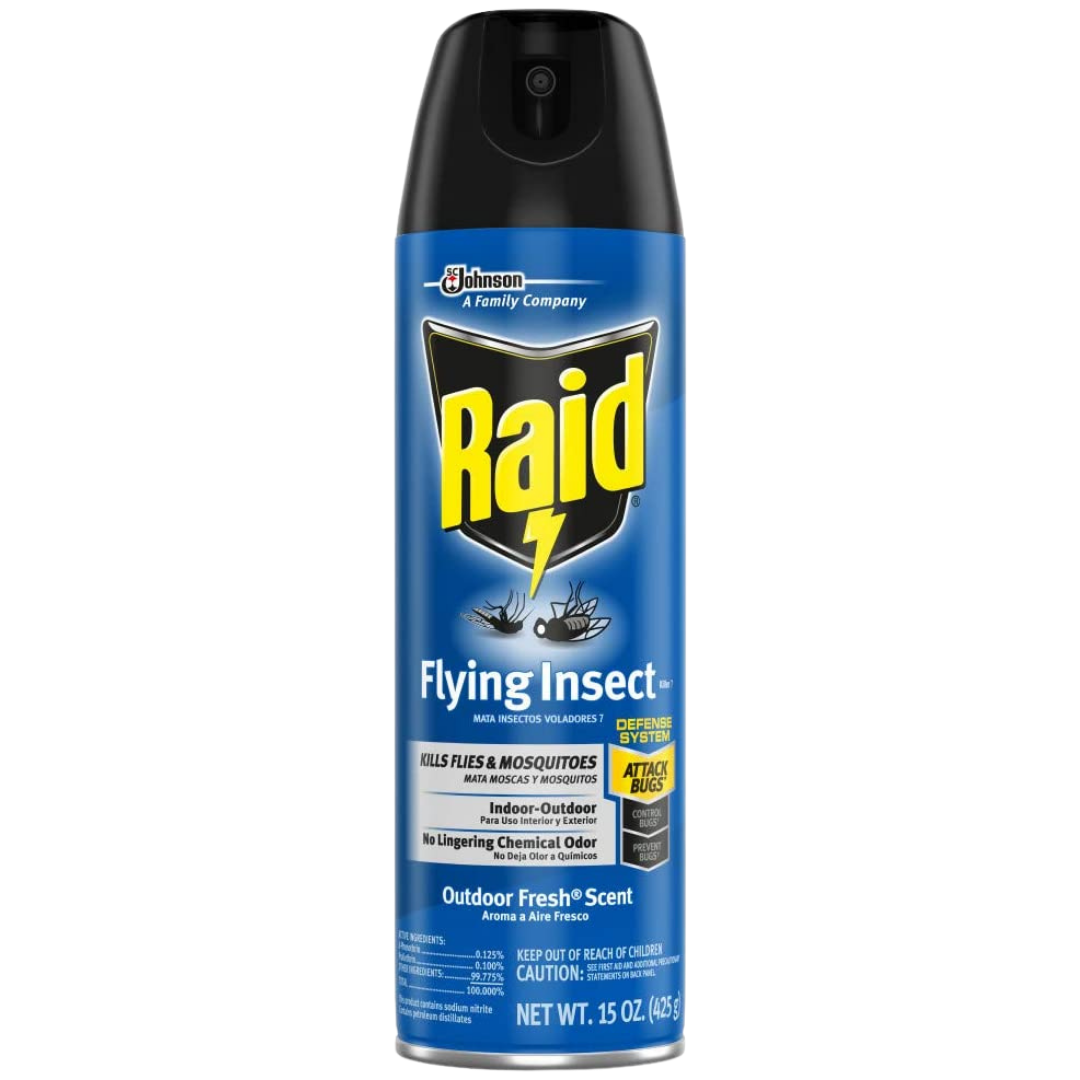 Raid Flying Insect Killer Outdoor Fresh elimina moscas y mosquitos, 11oz.