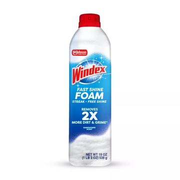 Windex limpiador en espuma aerosol 19oz para vidrios y superficies.