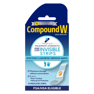 Compound W Invisible Wart Remover Strips eliminación discreta 14ct