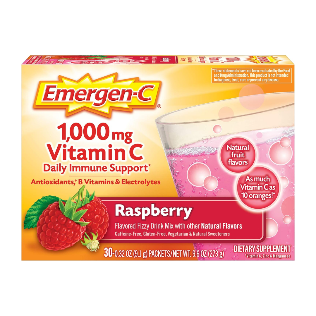Emergen-C Vitamin C 1000mg Powder Raspberry energía 10ct