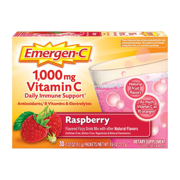 Emergen-C Vitamin C 1000mg Powder Raspberry energía 10ct