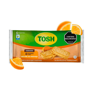 Galletas TOSH, Sándwich Multicereal Mousse de Naranja