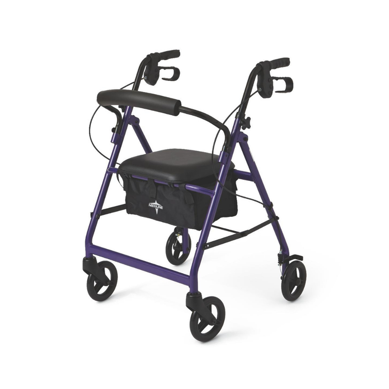 Medline Rollator Walker with Seat and Wheels Purple (1 unit)