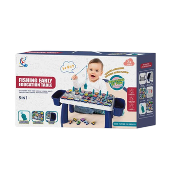 Qiyile Fishing Early Education Table mesa de juegos de pesca magnética y aprendizaje 5 en 1