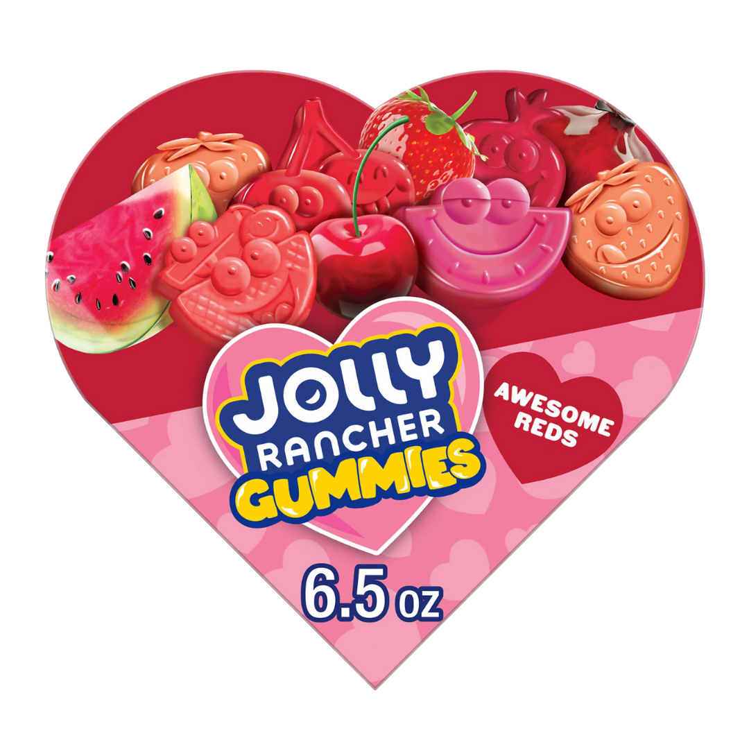 Caja de corazón Jolly Rancher Gummies Awesome Reds San Valentín