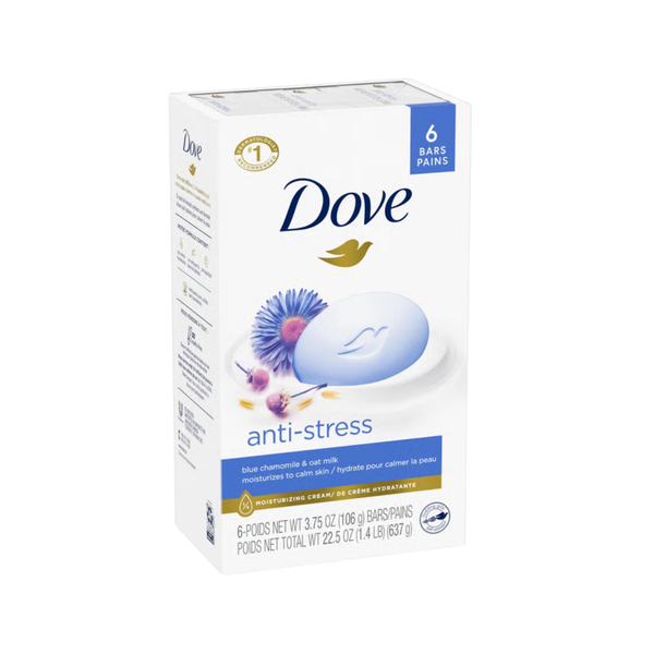 Dove Anti-Stress Beauty Bar Blue Chamomile & Oat Milk (6 x 3.75oz)