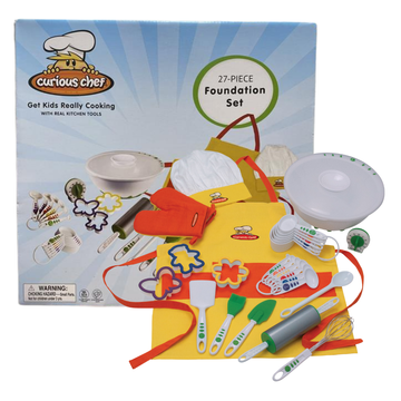 Curious Chef 27-Piece Foundation Set utensilios de cocina reales para niños