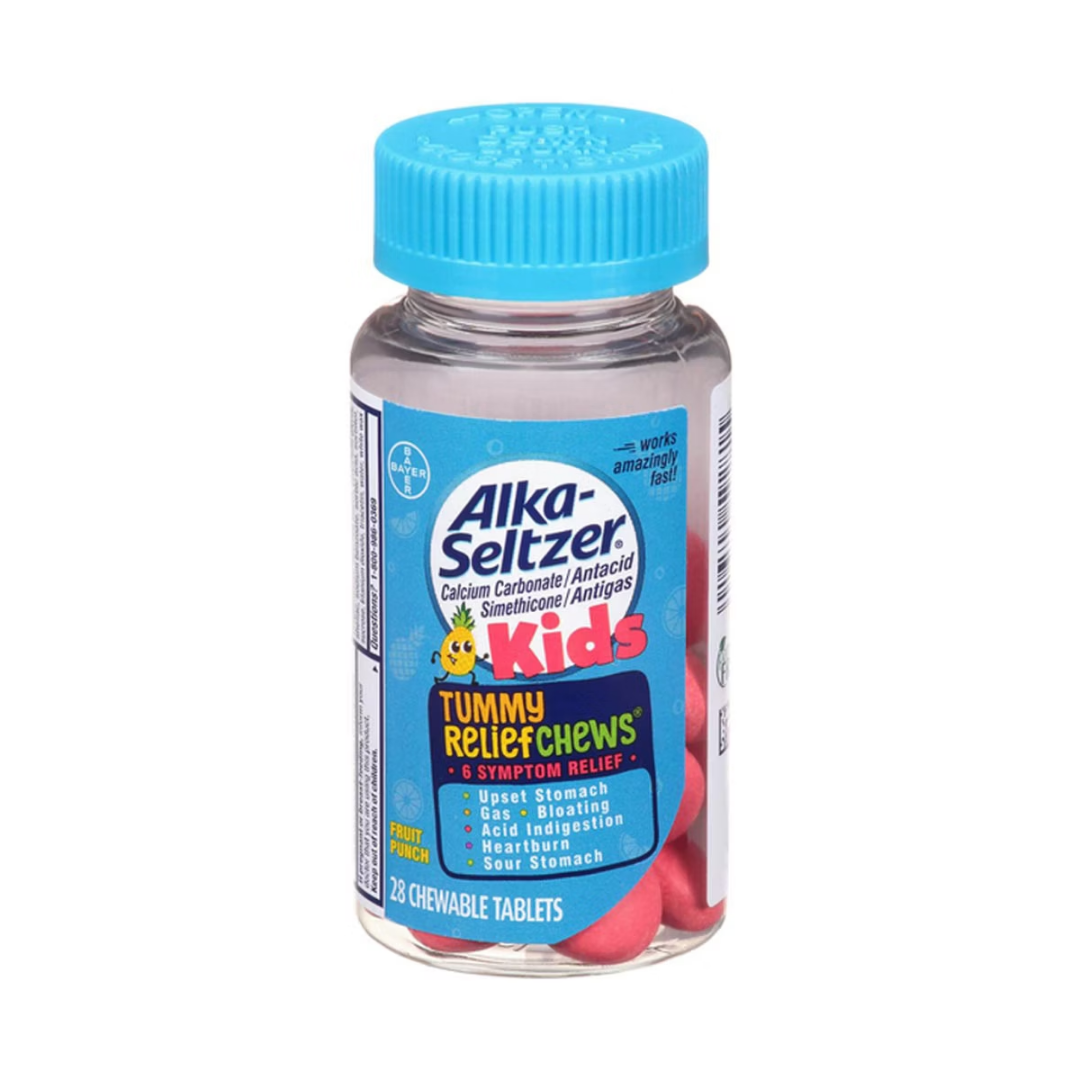 Alka-Seltzer Kids Tummy Relief Chews sabor ponche de frutas para niños 28 tabletas