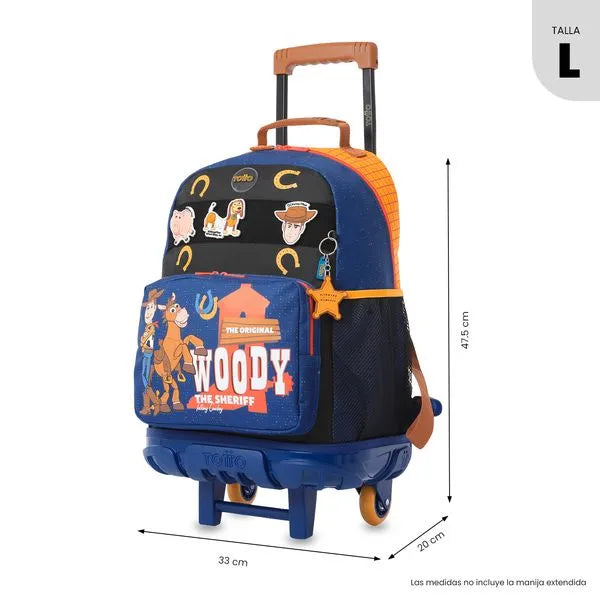 Children's trolley bag with cartoon character design on a white background