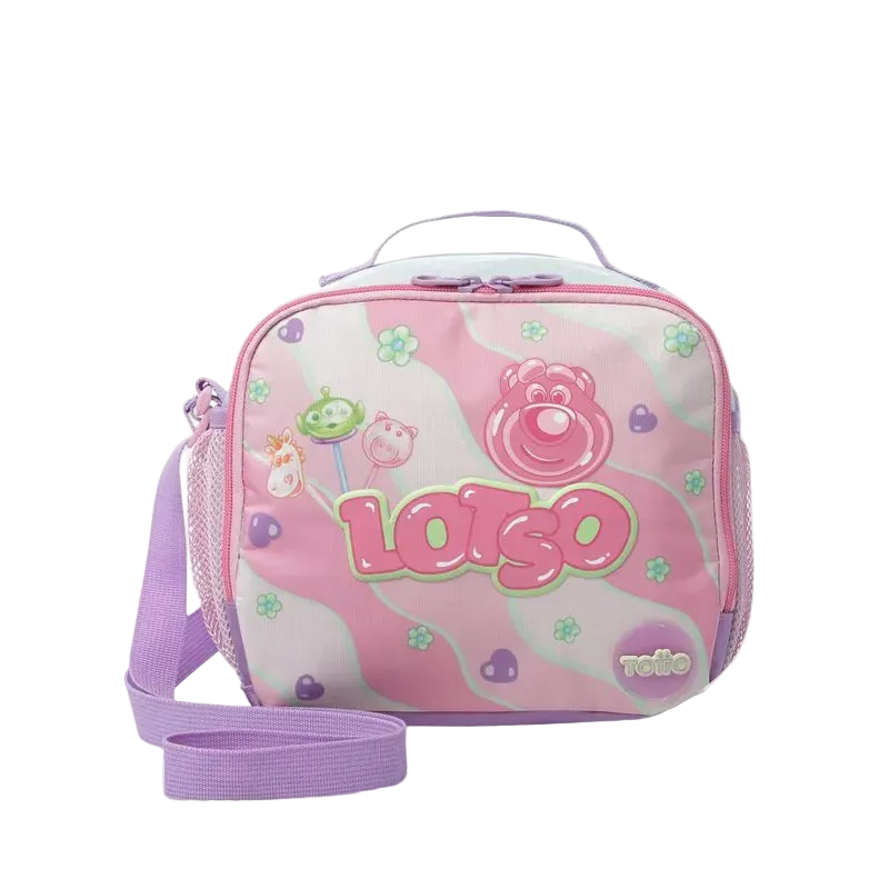 Pink and purple bag with 'Lotso' branding on a white background