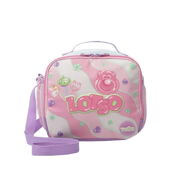 Pink and purple bag with 'Lotso' branding on a white background