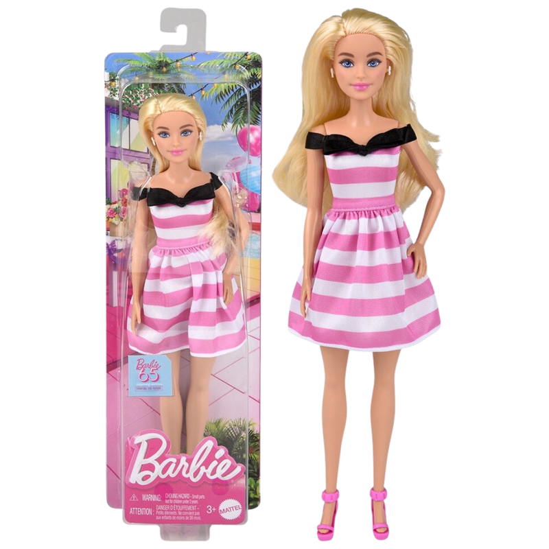 Barbie 65th Anniversary Fashion Doll Striped Dress