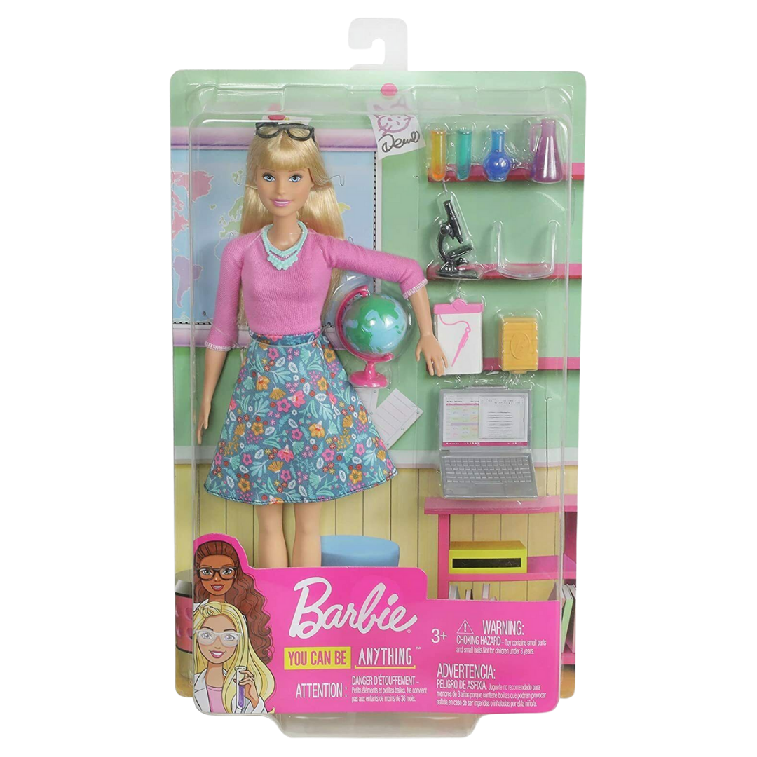Barbie Teacher Doll muñeca profesora rubia con gafas y accesorios de clase