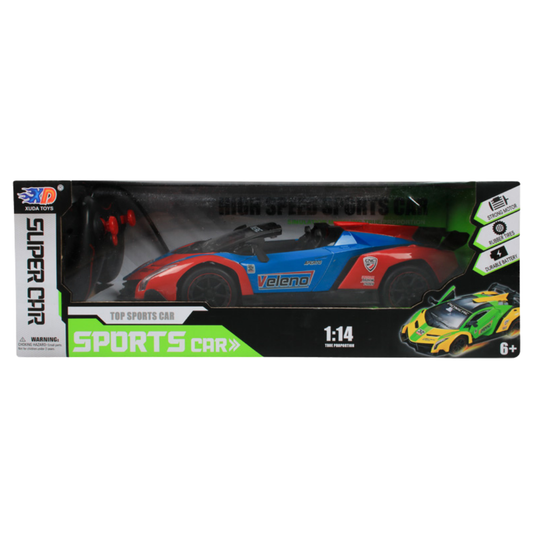 Auto deportivo a control remoto Xuda Toys escala 1:14 color rojo y azul