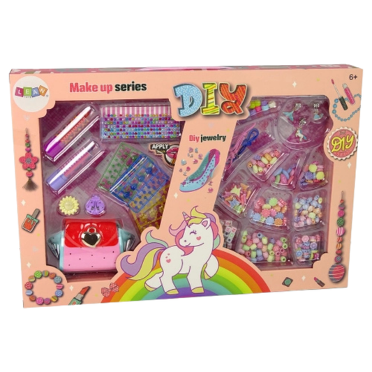 Lean Toys DIY Jewelry Kit set de hacer pulseras y collares caja unicornio