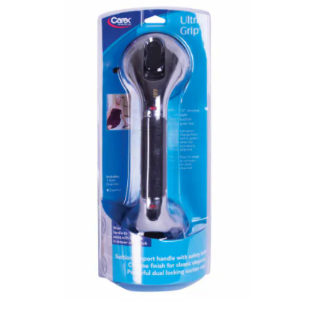Carex Ultra Grip Grab Bar Chrome barra de seguridad baño succión 12 pulgadas