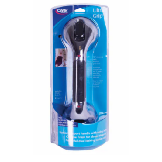 Carex Ultra Grip Grab Bar Chrome barra de seguridad baño succión 12 pulgadas
