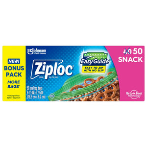 Ziploc Snack EasyGuide – Bolsas resellables, 50 unidades
