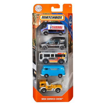 Matchbox MBX Service Crew 5-Pack set de coches de juguete servicio grúa autobús