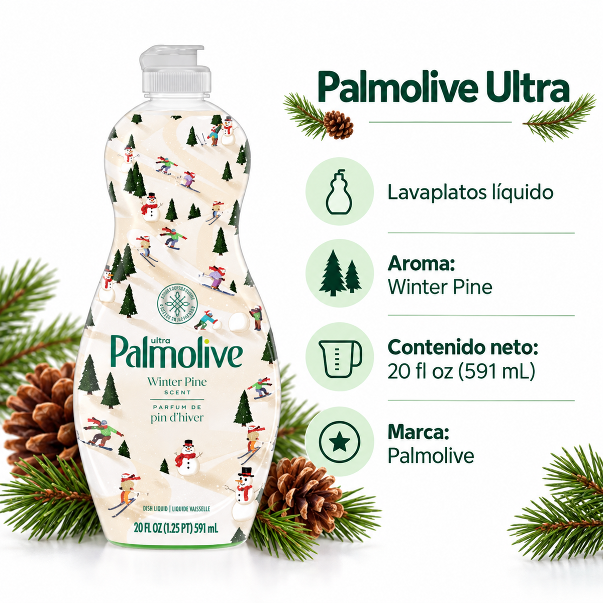 Palmolive Ultra lavaplatos líquido Winter Pine, 20 fl oz