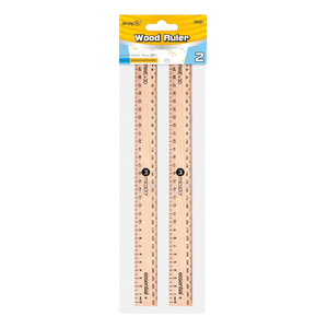 Pack de 2 reglas de madera 12 con escala en cm y pulgadas
