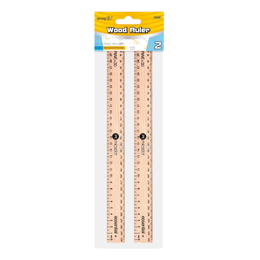 Pack de 2 reglas de madera 12 ″ con escala en cm y pulgadas