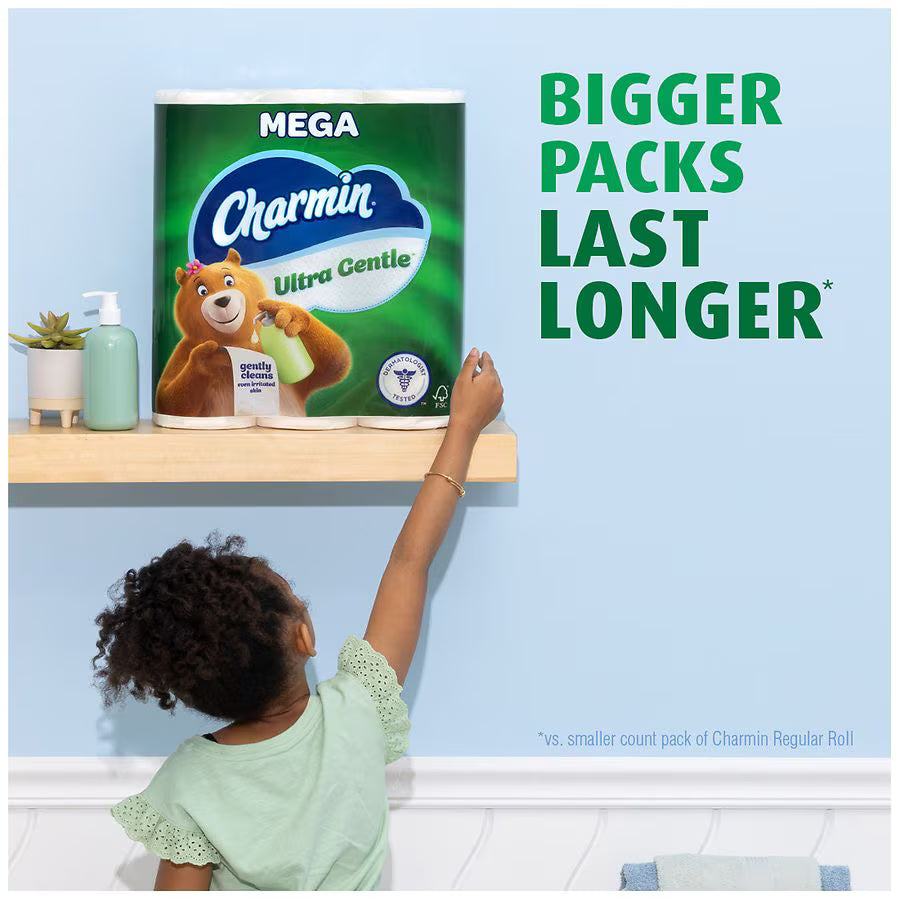 Charmin Ultra Gentle Toilet Paper, 6 Mega Rolls = 24 Regular Rolls (231 Sheets/Roll)