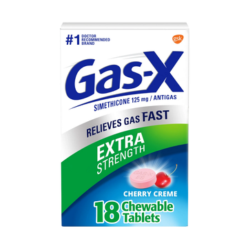 Gas-X Extra Strength Cherry tabletas masticables 18 ct simeticona