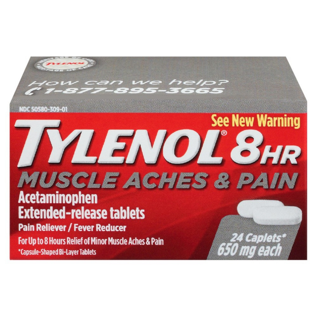 Tylenol 8 HR Muscle Aches Pain capletas dolor muscular 650mg 24 unidades