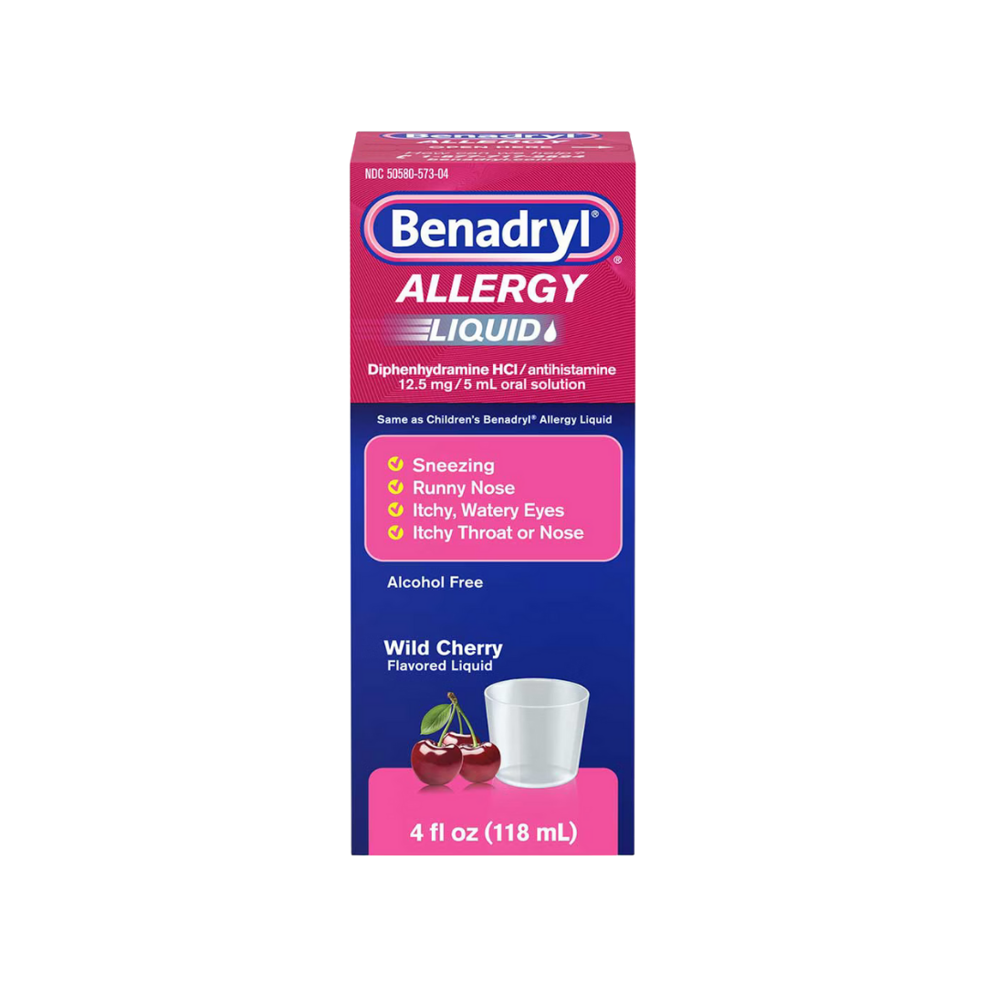 Benadryl Allergy Liquid sabor Wild Cherry 4oz antialérgico