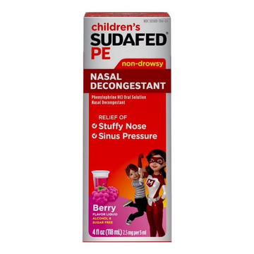 Children’s Sudafed PE Nasal Decongestant pediátrico uva 4oz