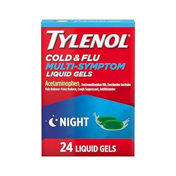 Tylenol Cold and Flu Night liquid gels alivio gripe noche 24 unidades