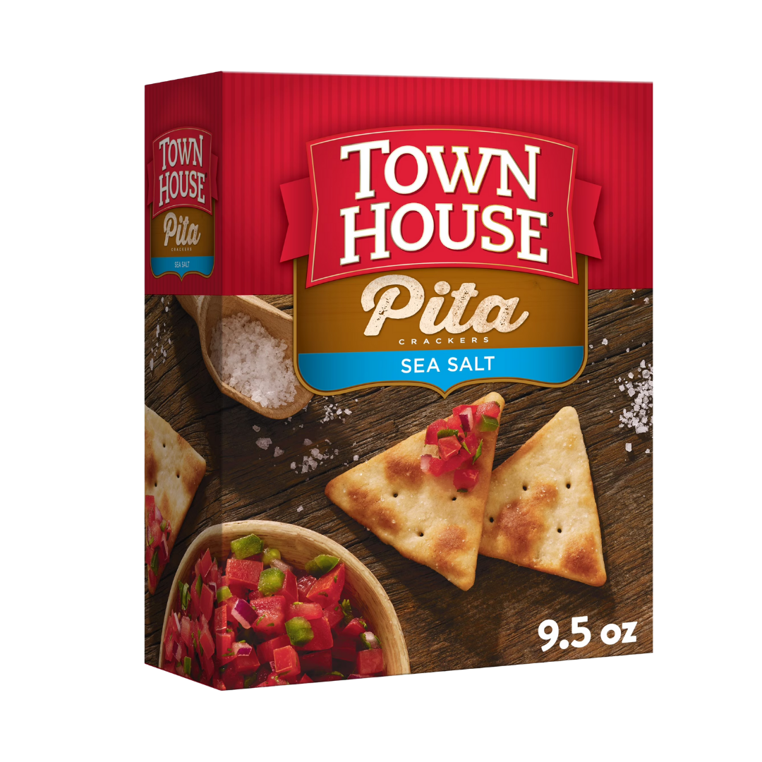 Caja de galletas Town House Pita Crackers sabor Sea Salt 9.5oz