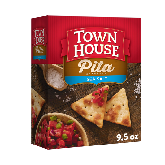 Caja de galletas Town House Pita Crackers sabor Sea Salt 9.5oz