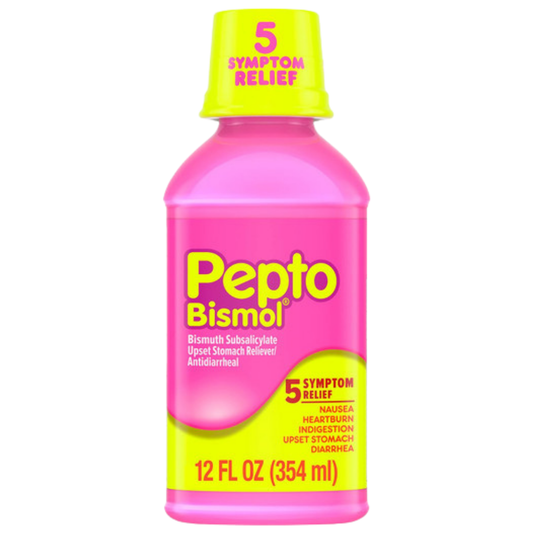 Pepto Bismol líquido 5 síntomas para alivio estomacal 12oz