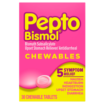 Pepto Bismol Chewable Tablets antiácido masticable 30 tabletas