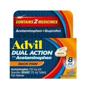 Advil Dual Action Back Pain alivio de dolor de espalda 18 caplets