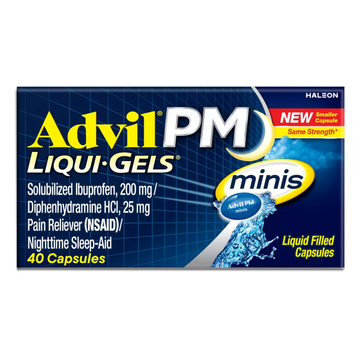Advil PM Mini Liqui-Gels analgésico y ayuda para dormir 40ct