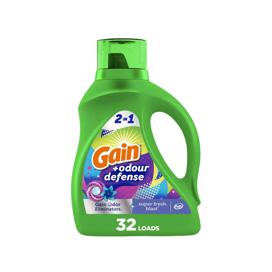 Detergente Gain + Odor Defense Super Fresh Blast 46oz